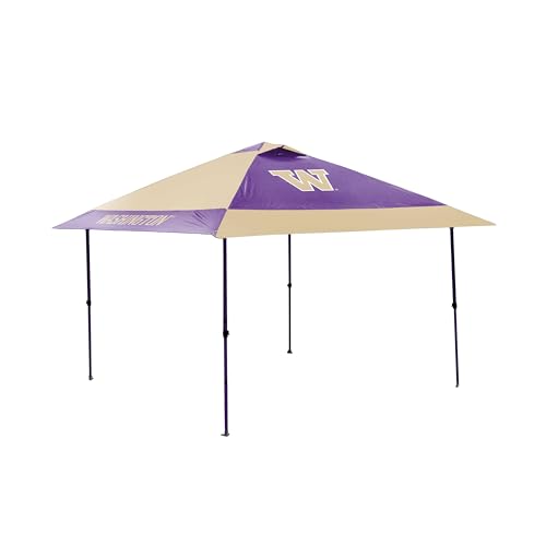 Logo Brands NCAA Washington Huskies 12x12 Solo Up Canopy – 144 Square Feet of Shade – One-Person Easy Setup, UV-50 Protection, Rolling Storage Bag – Perfect Tent for Tailgates and Outdoor Events