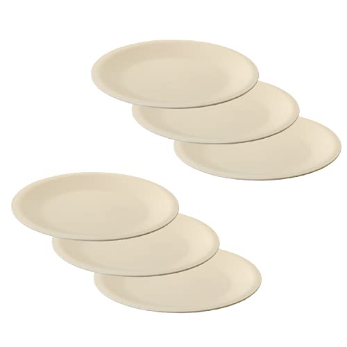ENGELLAND Juego de 6 platos de comida, guarniciones, platos, picnic, jardín, barbacoa, accesorios de plástico, aptos para microondas y lavavajillas, color beige Cover