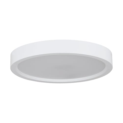 Eglo LED plafonnier Idun-E, lampe de plafond ronde, luminaire pour chambre et couloir, plastique blanc, lumière blanc chaud, Ø 28,5 cm