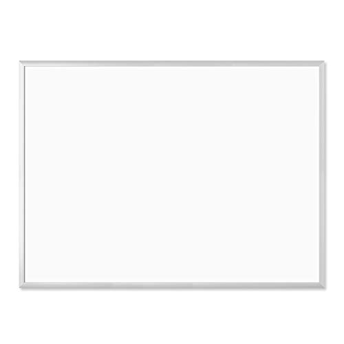 U Marcas Basics Junta de borrado en seco, 23u00a0x 17u00a0cm, melamina superficie, plata marco de aluminio, color blanco 47 x 35 Inches