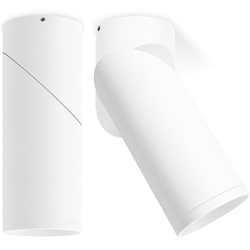 KYOTECH 2 Piezas Foco de Techo Orientable Blanco, GU10 Focos LED Interior Techo, Lampara Focos Techo Superficie Redonda de Aluminio, Focos LED Techo para Paredes y Techos, Bombilla No Incluida