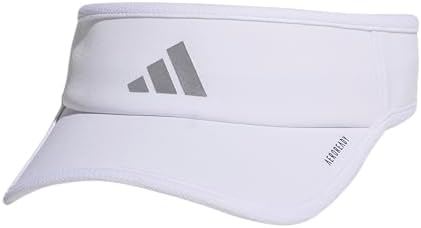 adidas Women's Superlite Visor – Lightweight Moisture-Wicking Running Tennis Hat, White/Silver Metallic/3, OSFA
