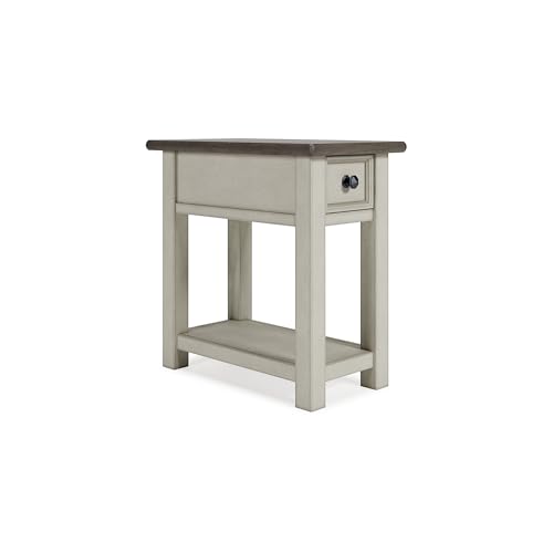 Signature Design by Ashley Bolanburg Farmhouse Chair Side End Table, Light Brown & Whitewash