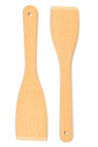 teemando® 2 x Pfannenwender aus Buchenholz – 30 cm Holz Pfannenheber – Küchenwender für beschichtete Pfannen – Kochspatel aus Naturholz – Holzspatel für Küche und Bratpfanne
