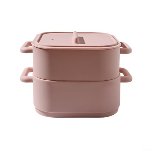 JGmotorfi 2 ollas de silicona para microondas, cuencos para mezclar, recipiente de almacenamiento de alimentos, capacidad de vapor eficiente, almacenamiento conveniente de alimentos (rojo claro)
