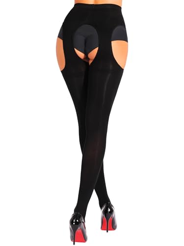 HONENNA Women's Suspender Tights Sexy Garter Belt Stockings High Waist Control Top Pantyhose2