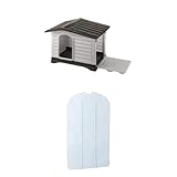 Ferplast Hundehütte DOGVILLA 110, Seite zum öffnen, Boden zum Abtropfen, Isolierender Boden, Abnehmbares Dach, 111x 84 x h 79 cm + Transparente, Winddichte Regenfeste PVC-Tür inklusive