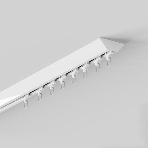 Riel Cortina Techo Rails de Cortina Super Delgada,Varillas de Cortina de Montura de Techo de Metal for Ventanas de Laurel/Balcón/Furgoneta/Patio, Nanos Pista Silenciosa Vía Recta(White,5.1M/16.7FT)