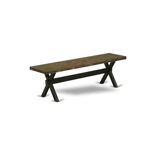 East West Furniture XB676 X-Style Modern Dining Room Bench with Wooden Seat, 60x15x18 Inch,...