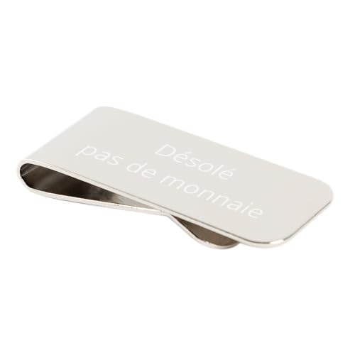 Ocadeau Pince à Billets en métal argenté personnalisée – Gravure Texte sur Clip rectangulaire – Accessoire élégant pour Cartes & Billets