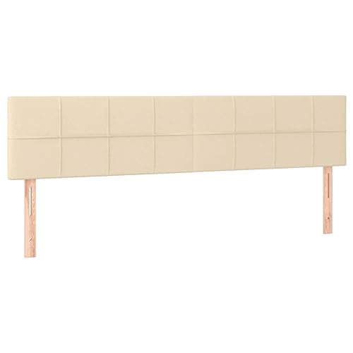 vidaXL 2X Têtes de Lit Meubles de Chambre à Coucher Accessoires de Lit Simple Têtes de Cadre de Lit Intérieur Crème 100x5x78/88 cm Tissu