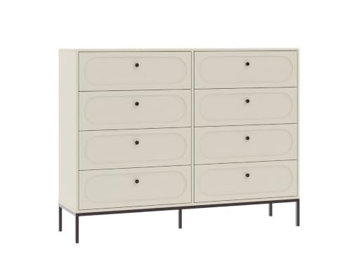 3E 3xE living.com Cómoda de 8 cajones, Cachemir, 150 x 40 x 115,5 cm