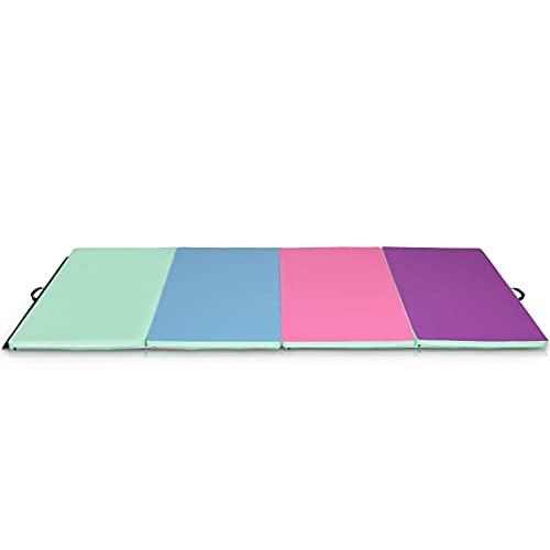 Giantex 4'X10'X2" Gymnastics Mat Folding Panel Thick Gym Fitness Exercise Christmas Gift (Green/Blue/Pink/Purple) #TOP7
