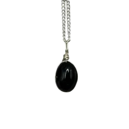 Collier tourmaline noire fait main en argent, pendentif d'ancrage unique