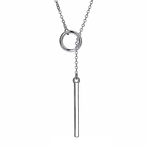 925 Bijoux Bijoux Circle Pendants à Longue chaîne Collier Argent Femme