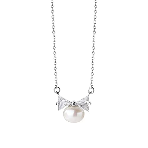 Collier en perles d'eau douce naturelles et zircon éclatant de qualité joaillerie