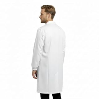 Camice da Laboratorio,da Lavoro Uomo,Bottoni a Pressione,in Cotone Pesante,per Scuola Chimica, Farmacista, Fisioterapista, Infermiere, Macellaio (L)