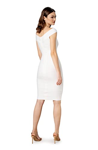 Image of Dress the Population Women's Maia Off Shoulder Low Neck Above Knee Bodycon Dress