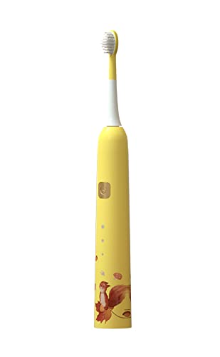 GEC Products Sonic Rechargeable Kids Electric Toothbrush, Fun & Easy Cleaning,IPX7 Waterproof, 7 Soft Bristles (Yellow)