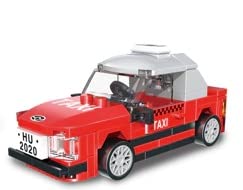 PLUSPOINT Building Block Pull Back Car For Kids, Taxi Building Sets, Car Model To Build, Best Gift For Kids, 99 Pieces (Taxi), Red