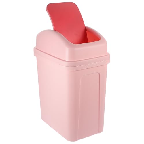 ABOOFAN Large Capacity Swing Lid Trash Can with Lid Thickened Plastic Kitchen Garbage Bin in Pink for Home and Office Use 30l