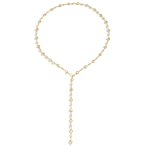 JGVG Long Lariat Necklaces for Women, Colorful Y Shape Stack Rhinestone Jewelry, Summer Boho Necklace, Adjustable V Neck Necklace for Women Elegant (Gold Heart) - image 1