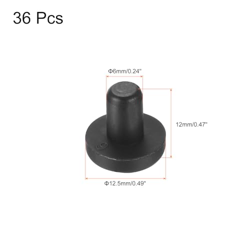 Image of uxcell High Temp Silicone Plug Mount Dia 6mm /0.24 inch t Shaped Rubber Stopper Hole Plugs for Powder Coating Plating Waterproof Plugs Sealing Plugs Black Pack of 36(OD 12.5mm)