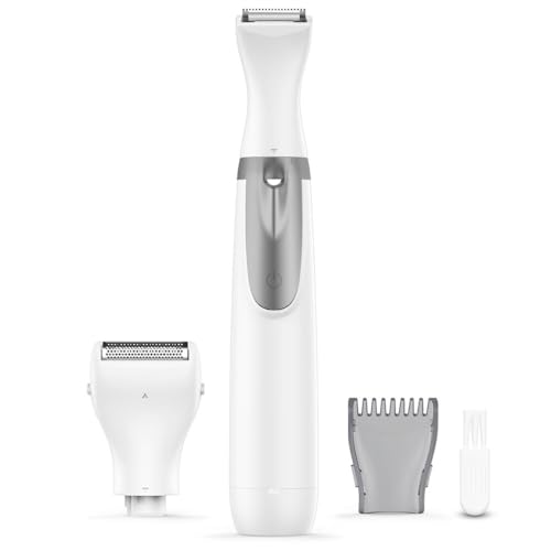 002脱毛US04 Bikini Trimmer, Funstant Electric Razor for Women with Comb, Cordless Safe Hair Trimmer Floating Foil for Dry Use, Battery Operated Personal Shaver for Lady Girl, Pubic Hair