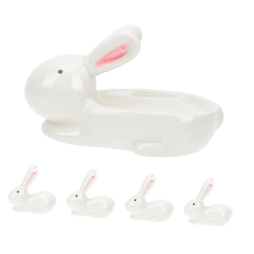 LEDMOMO 製うさぎ形調味皿と箸置き入り キッチン用クリエイティブ装飾品 箸 スプーン置き 清潔保持 コンパクト収納可能