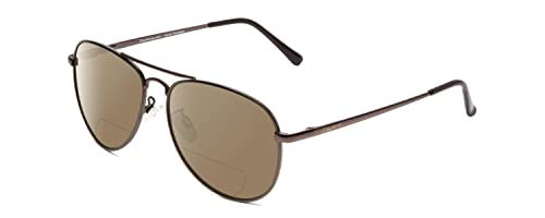 Coyote Classic II Metal Polarized BiFocal Reading Sunglasses +2.25 Silver/Brown Mens Womens Trendy Sunglass Readers Designer