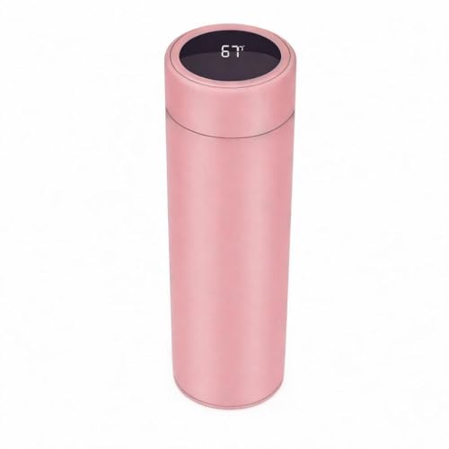 Stainless Steel Water Bottle with Temperature Display, 500 ML, Pink, Touch Screen Sipper with Filter Net, Leak Proof for Gym, Sports, School, Office