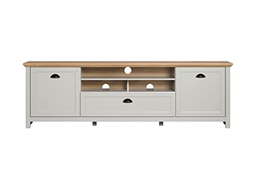 Preisvergleich Produktbild trendteam smart living - Lowboard Fernsehtisch TV-Unterschrank - Wohnzimmer - Landside - Aufbaumaß (BxHxT) 203 x 63 x 41 cm - Farbe Lichtgrau mit Artisan Eiche - 2118320F4