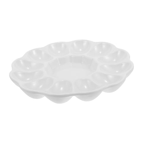 COLLBATH Easter Egg Tray Ceramic Egg Holder Serving Platter Serving Tray Deviled Egg Tray Deviled Egg Platter Egg Fixing Holder Egg Holder Countertop Appetizer Plate White Ceramics