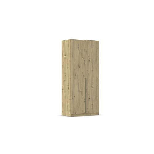 Rauch Möbel Alabama, Kleiderschrank für Schlafzimmer, Kinderzimmer, Wohnzimmer, Garderobe, Flur, 2-türig, mit Zubehör Basic, Farbe Eiche Artisan, Holz, Breite 91 cm