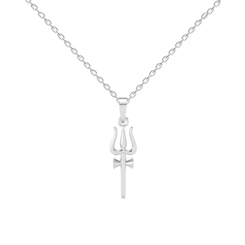 Image of Clara 925 Sterling Silver Shiva Trishul Pendant Necklace for Men & Women