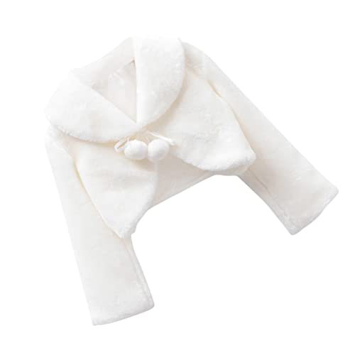 2 Pcs Children Winter Tippet Sleeve Cape Winter Coats for Christmas Dress Wedding Dress up Girl Jacket Plush Winter Cape White/8964