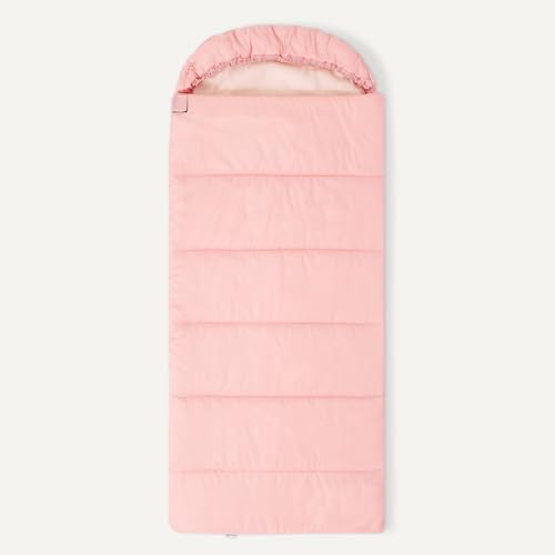 Saco de dormir para niños Amazon Basics, ligero para camping al aire libre, 3 estaciones, con capucha integrada, lavable a máquina, compacto con bolsa de compresión miniatura 4