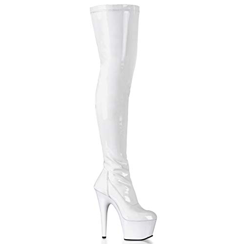 Pleaser Women's Adore-3000 Boot White/White 7 M US