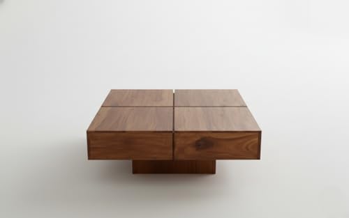 Image of Sheeshsam Wooden Coffee Center Table - Solid Wooden Coffee Table for Living Room - Tea Table Teapoy Center Piece for Home Sofa Center Table for Living Room (Honey, Noah)