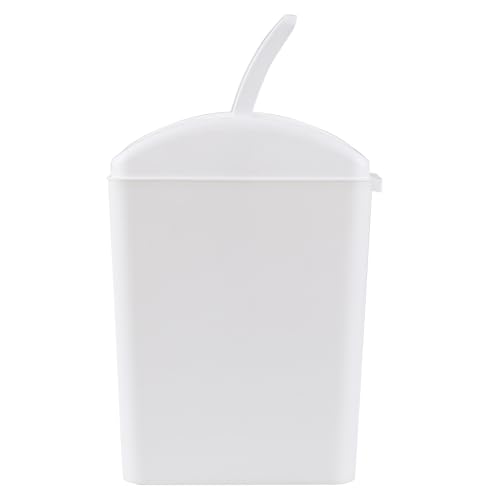 Image of 16 Liter Plastic Trash Can, Swing Top Garbage Bin Wastebasket (White)