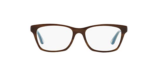 Vogue Eyewear Women's VO2714 Square Prescription Eyeglass Frames, Top Striped Brown/Azure/Demo Lens, 52 mm