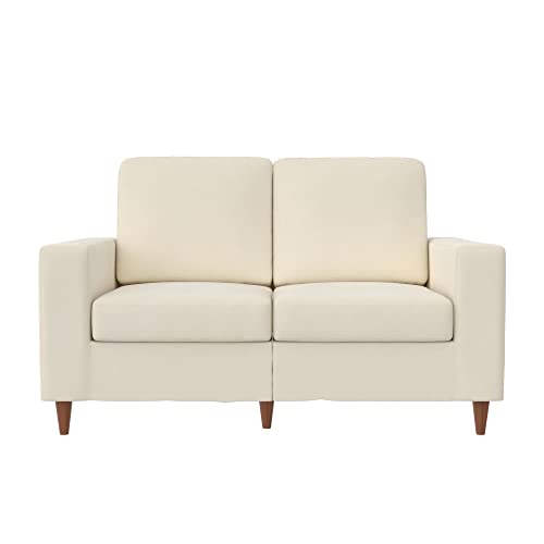Dhp Liah Loveseat Sofa With Pocket Spring Cushions, Ivory #TOP5