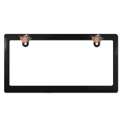 こびとづかん ナンバープレート フレーム ナンバーフレーム 普通車 軽自動車適用 装飾ボーダー タグ装飾 耐久性 カーアクセサリー 錆びにくい おしゃれ ?り物