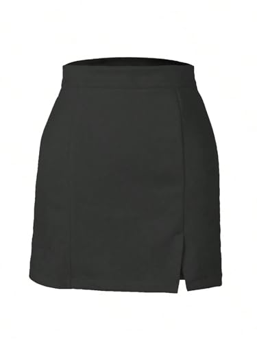 Trend Women's Summer Basic Skirt High Waist Short Faux Suede Side Slit Mini A-Line Skirt for Beach4