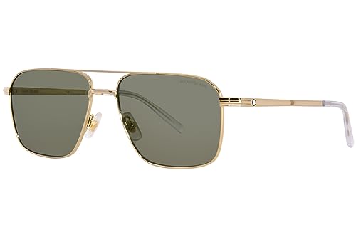 Mont Blanc MB0278S 002 Sunglasses Men's Gold/Green Pilot 56mm
