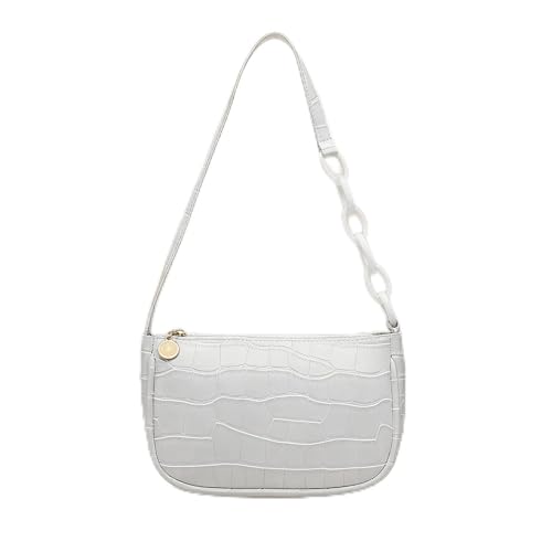 Bolsa de mão de mão, bolsa de ombro pequena de poliuretano para mulheres, mini bolsa de ombro fofa para compras, caminhadas, viagens, Branco, Casual