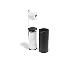 Joseph Joseph EasyStore Toilet Paper Holder Stand, Concealed Storage, Holds 3 Spare Rolls, Matt Black