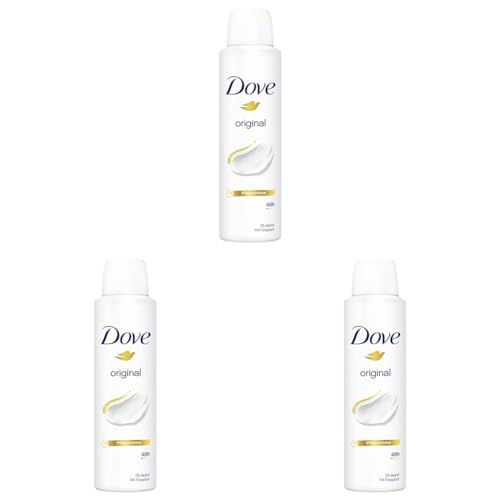 Dove Anti-Transpirant Deo-Spray Original 0% Alkohol Deodorant schützt 48h vor Körpergeruch und Achselnässe 150 ml 1 Stück (Packung mit 3) – Ansicht 1