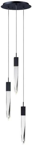 ET2 Lighting E31243-20BK Quartz-18W 3 LED Pendant-13 Inches Wide by 21 inches high, Finish Color: Black
