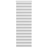 Doppelrollo Hellgrau 90x230 cm, Stoffbreite 85,9 cm, 100% Polyester Zebra-Jalousie für Fenster, Sichtschutz, Sonnenschutz im Innenbereich